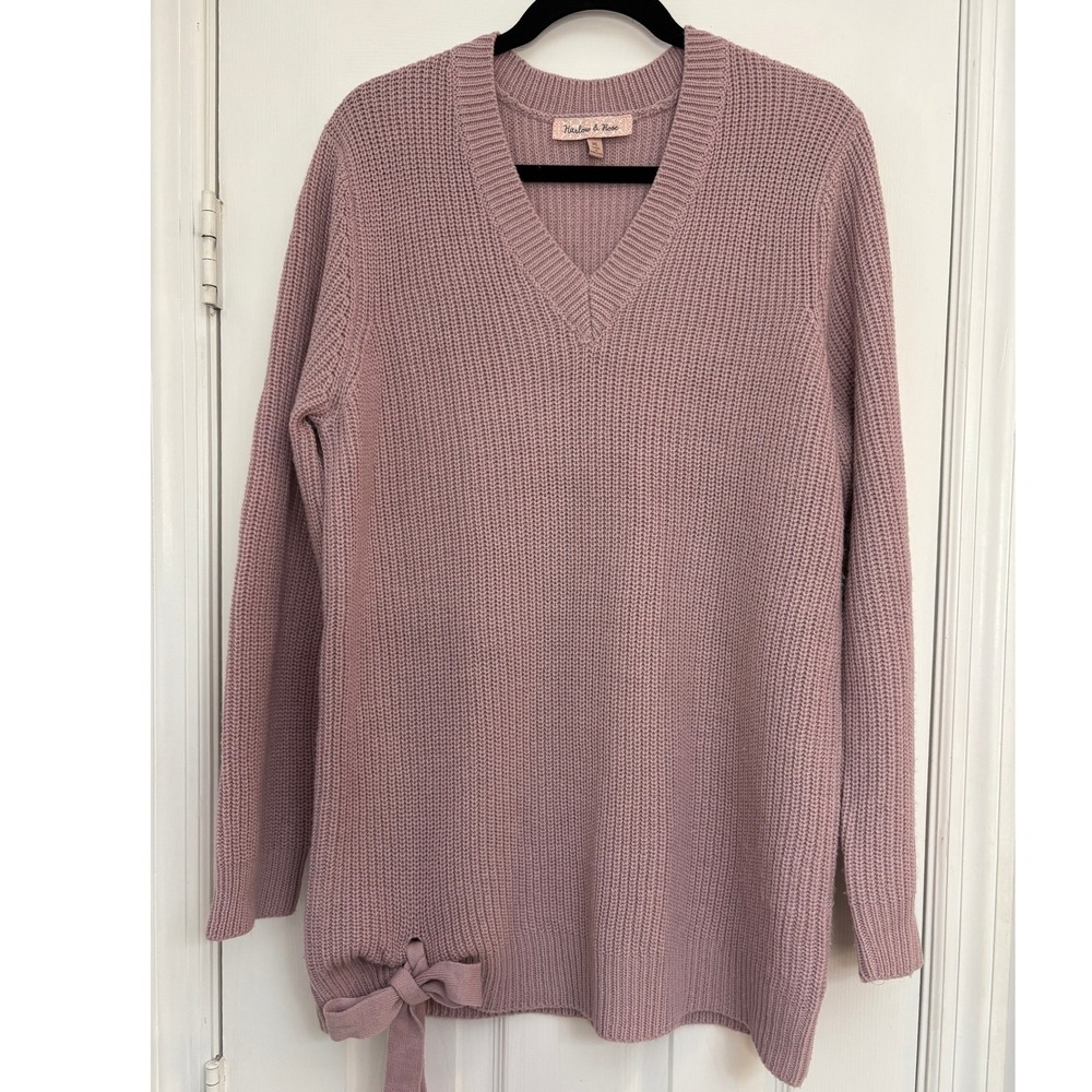 Harlow & Rose XL V Neck Knit‎ Sweater Tunic Tie Detail